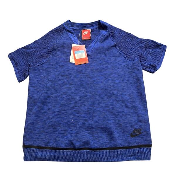 NWT Women's Nike Tech Knit Top 728679 439 SIZE Medium Game Royal Blue Shirt - Picture 1 of 9
